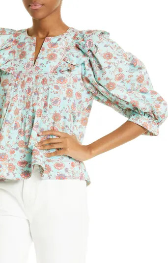 Sea Brita Puff Sleeve Cotton Ruffle Blouse | Nordstrom | Nordstrom