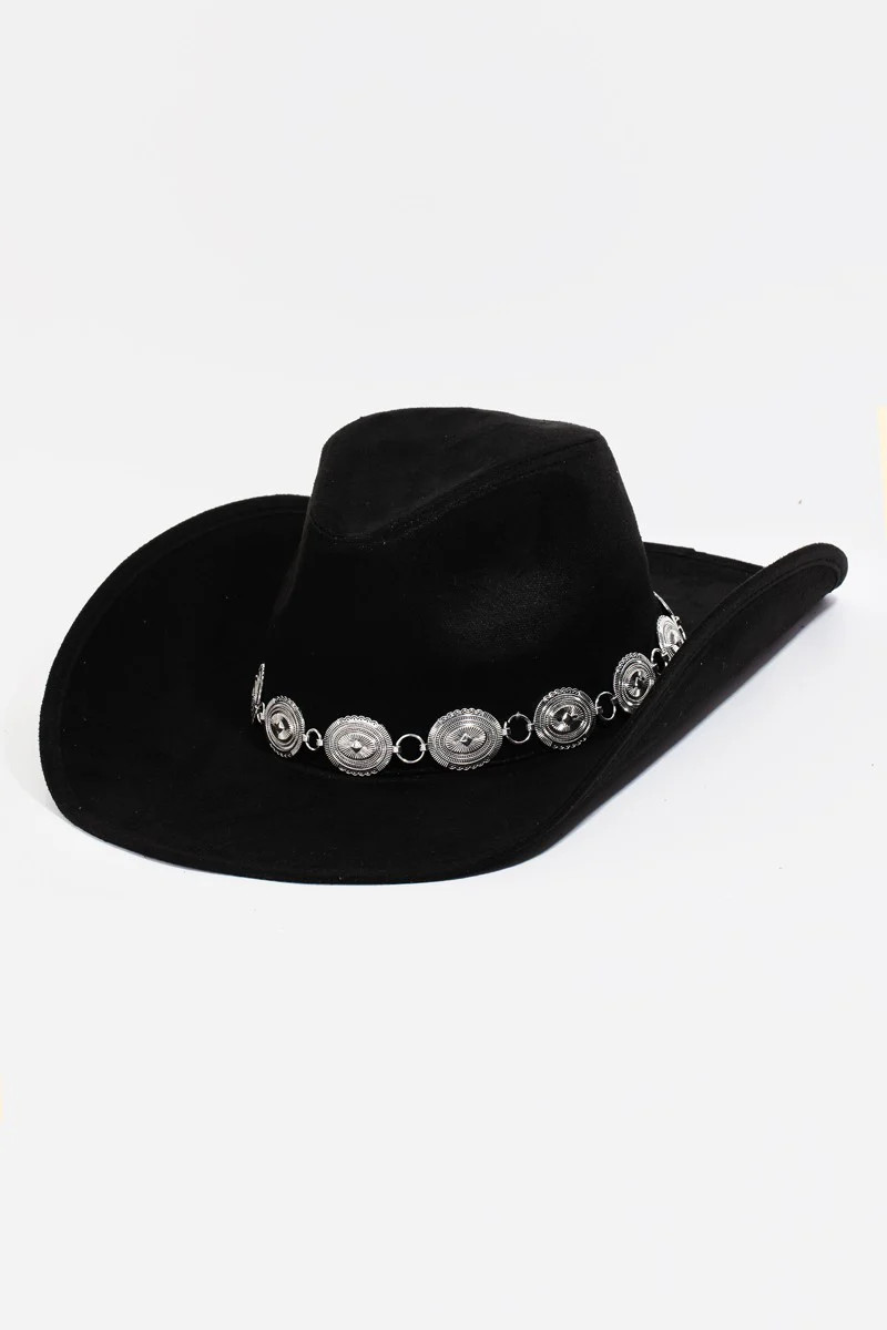 Black Oval Disc Chain Cowboy Hat | Willow Boutique