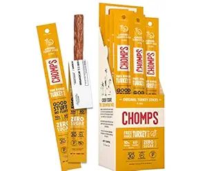 Chomps Free Range Jerky Snack Sticks Keto Paleo Whole30 Approved Gluten Free Sugar Free 60 Calori... | Amazon (US)