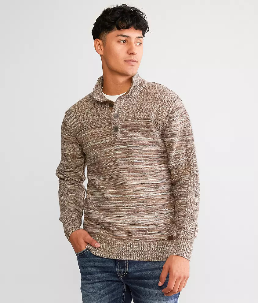 Mixed Yarn Henley Sweater | Buckle