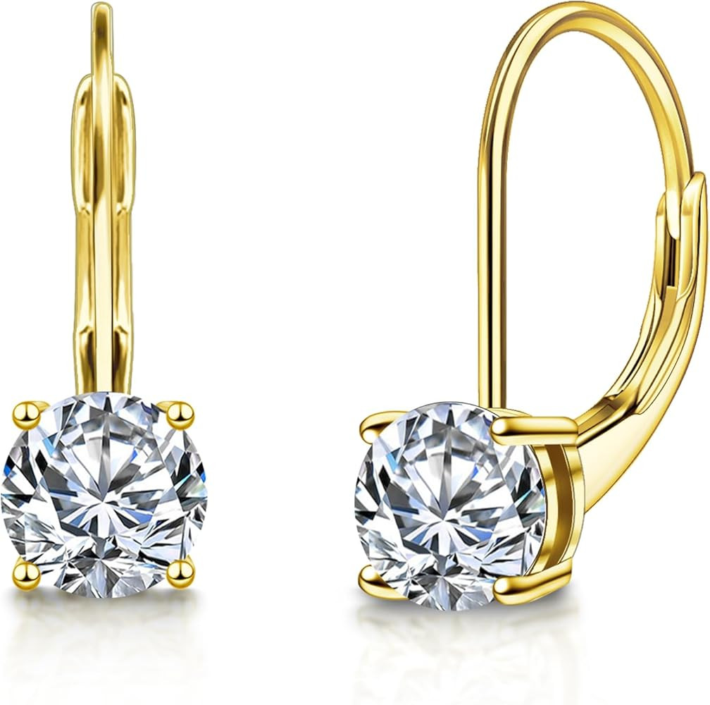 Moissanite Earrings, White Gold Plated Soild Sterling Silver Dangle Earrings 1.0ct-2.0ct D Color ... | Amazon (US)