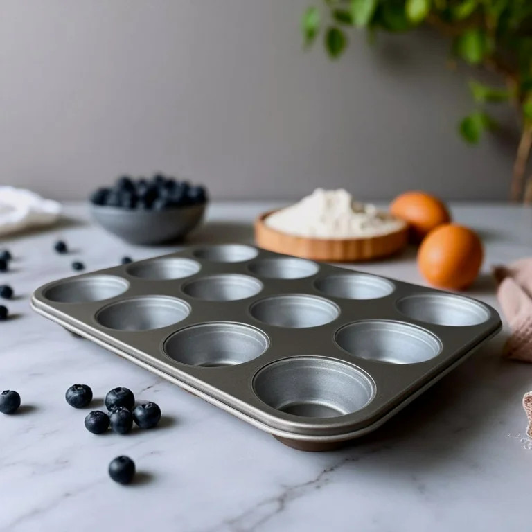 Mainstays 12-Cup Nonstick Muffin Pan, Cupcake Pan, 2.9" Diameter Cup, Gray, 1 Count - Walmart.com | Walmart (US)