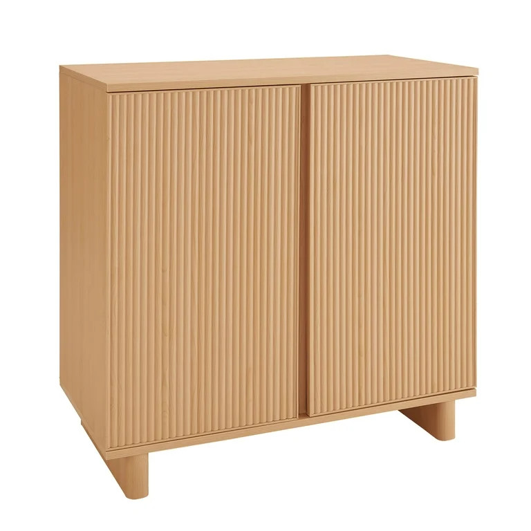 Better Homes & Gardens Lillian Fluted Bar Cabinet, Natural Pine Finish | Walmart (US)