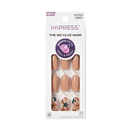 Impress Design Press On Nails , No Glue Needed, Beige, Medium Length, Almond Shape, 30 Ct. | Walmart (US)