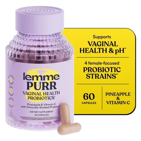 Lemme Purr Vaginal Probiotic Capsules for Women - Promotes pH Balance, Healthy Vaginal Odor & Urinary Tract Health w/Lactobacillus Blend, Clinically Tested Strains, Pineapple & Vitamin C, 60 Count | Walmart (US)