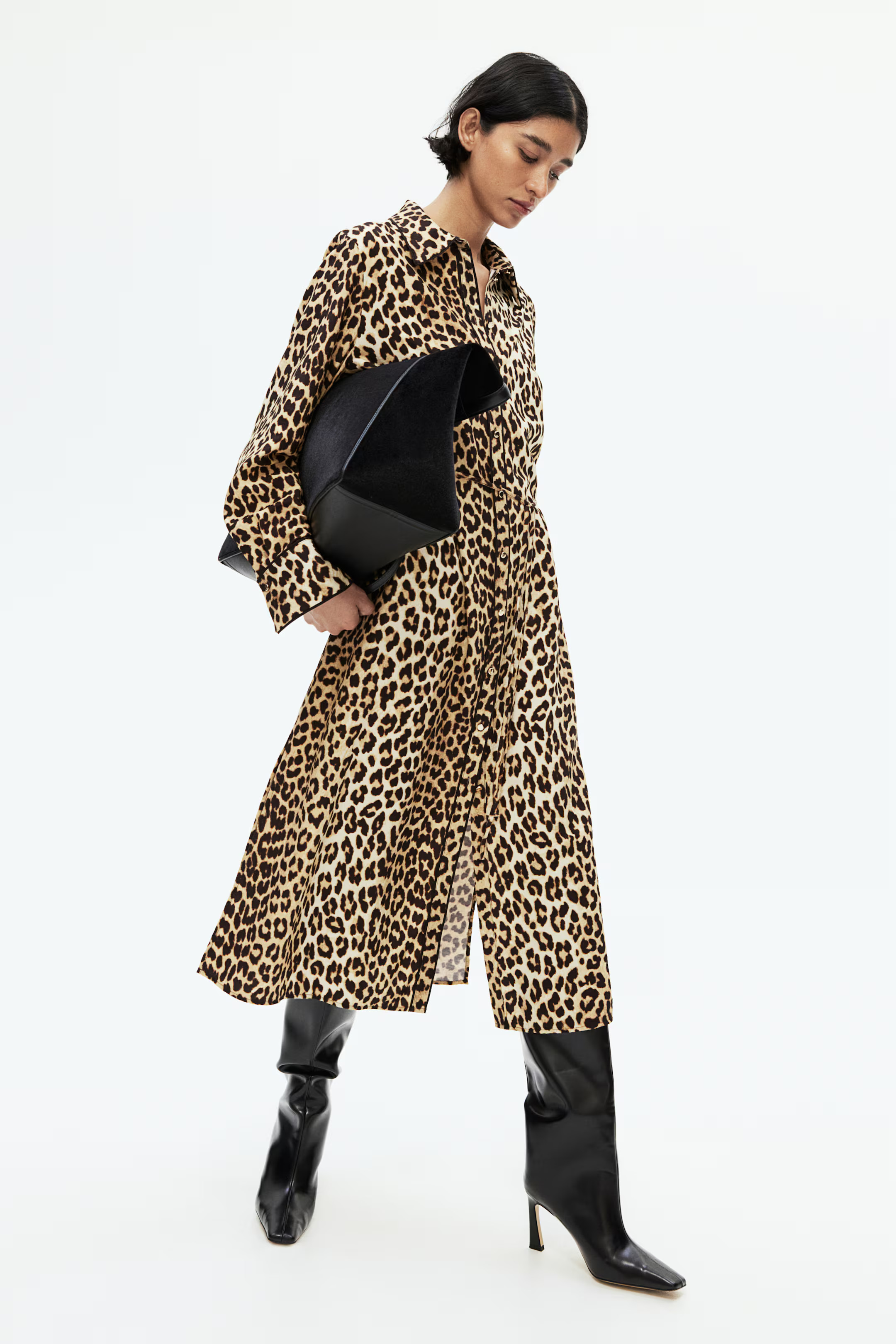 Gedessineerde jurk met strikceintuur - Beige/luipaarddessin - DAMES | H&M NL | H&M (DE, AT, CH, NL, FI)