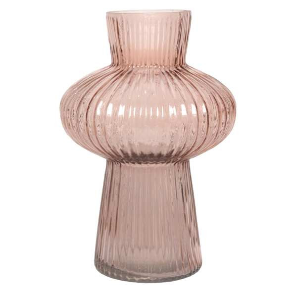 Pink Bubble Ribbed Glass Vase, 8.5", sold by At Home | At Home