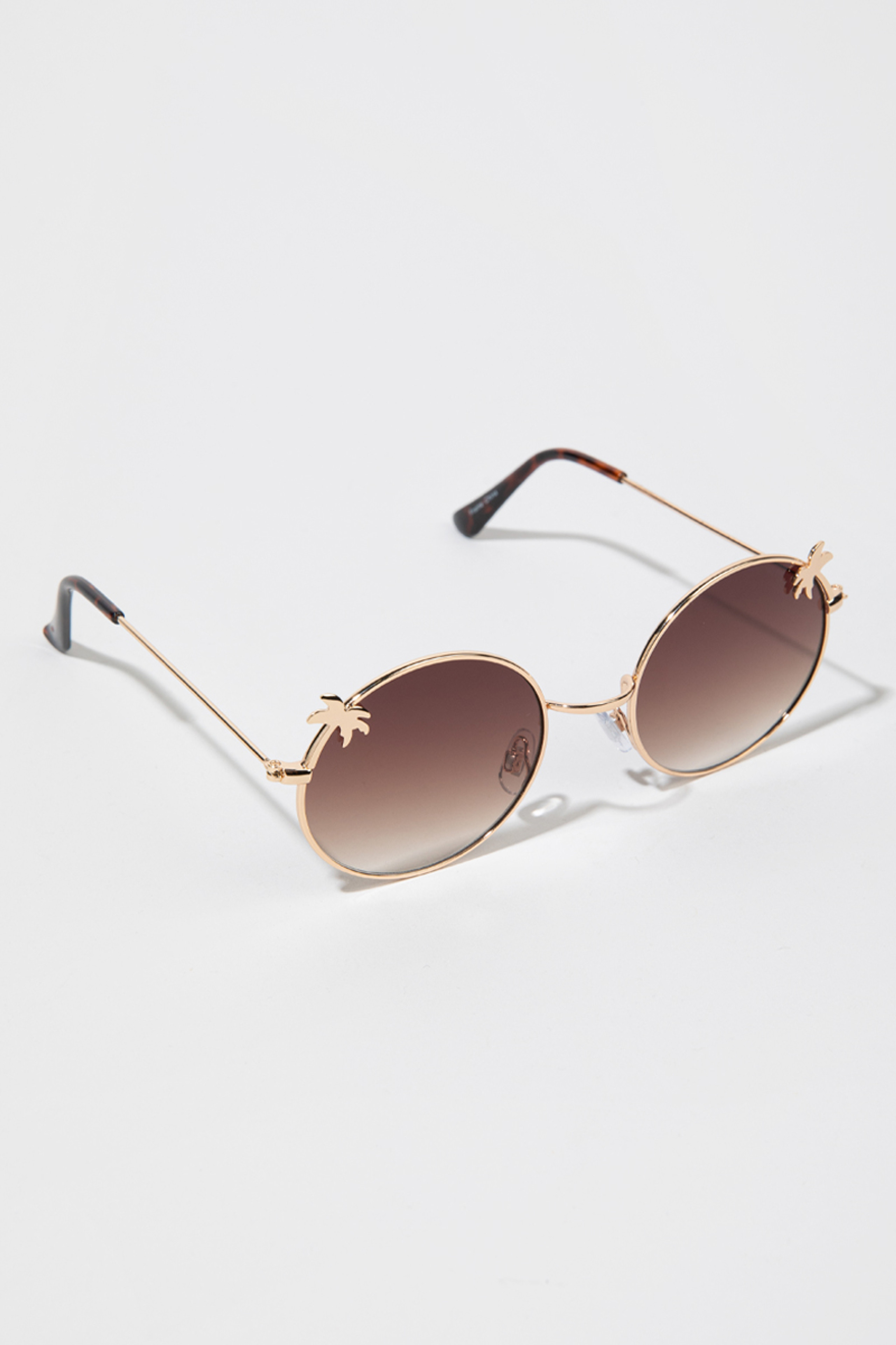 Arleth Round Metal Palm Tree Sunglasses | Francesca's