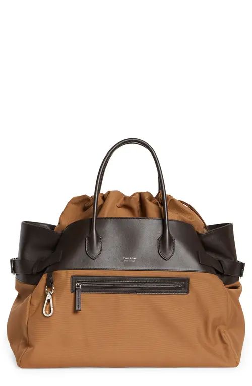 The Row Margaux 17 Inside Out Canvas Satchel in Taupe Plaid at Nordstrom | Nordstrom
