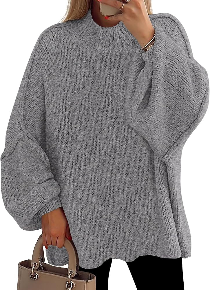 PRETTYGARDEN Women's 2025 Fall Oversized Sweaters Chunky Knit Mock Neck Long Sleeve Casual Trendy... | Amazon (US)
