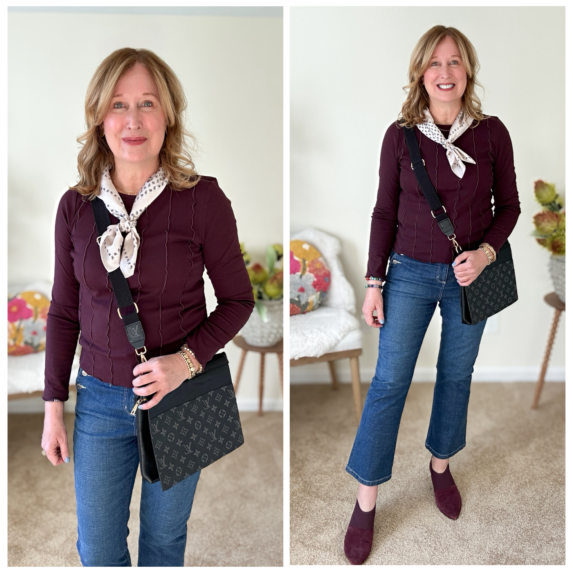 Jeans oitfit, casual style, Winter to spring style, cropped denim. 

 #LTKdayinmylife #LTKSeasonal #LTKOver40