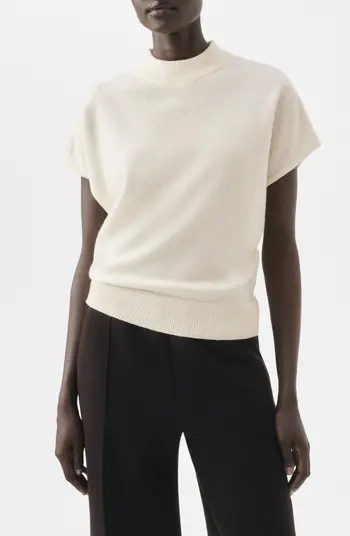 MANGO Selection Mock Neck Short Sleeve Wool & Cashmere Sweater | Nordstrom | Nordstrom