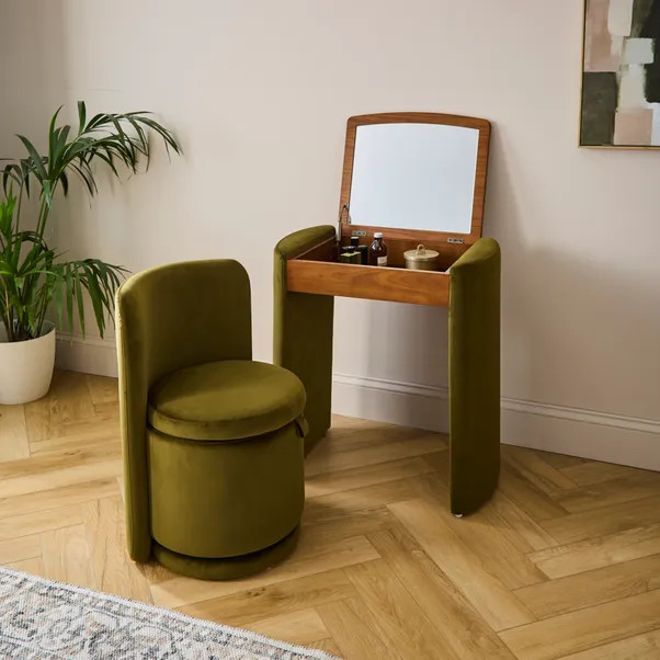 Frankie Compact Dressing Table Set with Mirror and Stool | Dunelm