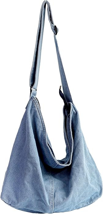 YunZh Denim Shoulder Bag for Women, Casual Style Lightweight Classic Retro Travel Shopper Hobo Ba... | Amazon (US)