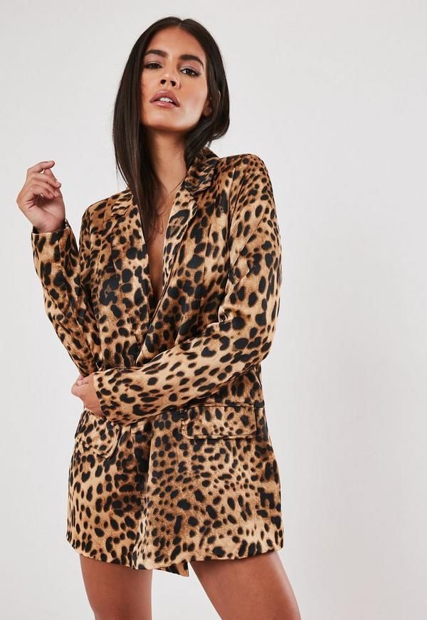 Stassie x Missguided Brown Leopard Print Co Ord Oversized Blazer | Missguided (US & CA)