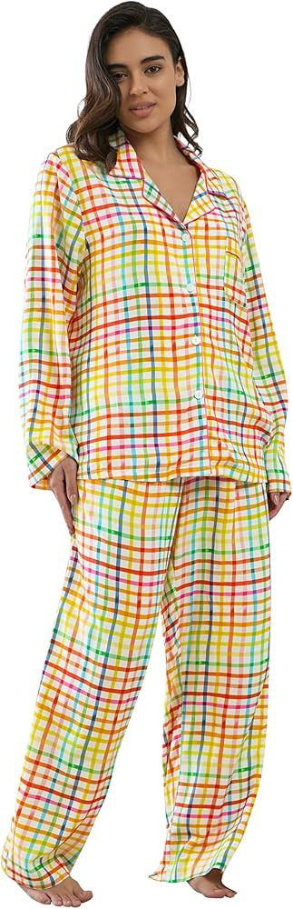 Womens Pajamas Set 2 Piece Long Sleeve Sleepwear Button Down Pjs Lounge Set Nightwear with Pocket... | Amazon (US)