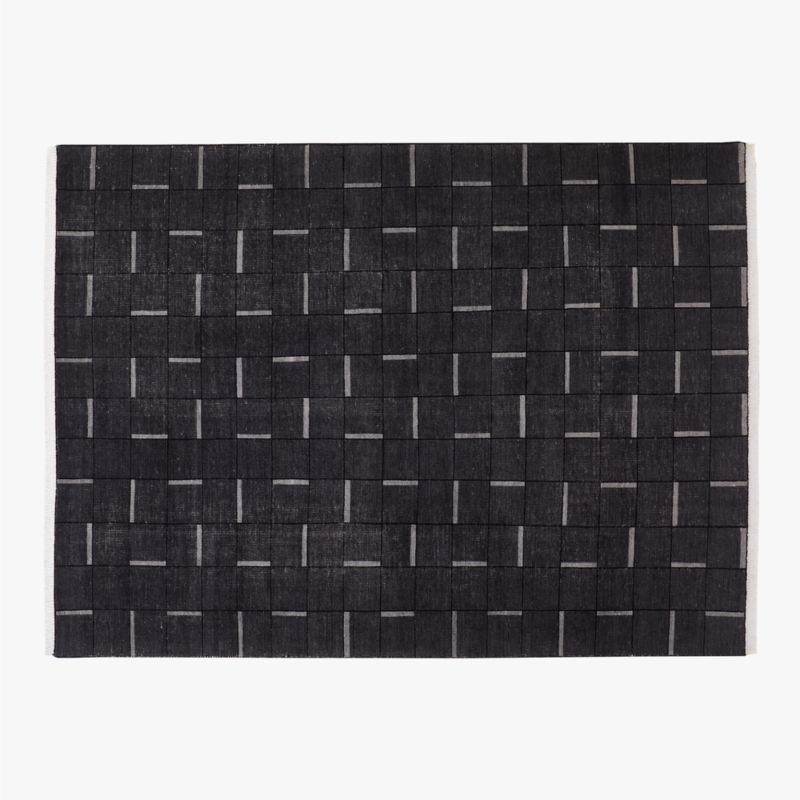 Symi Hand-Knotted Charcoal Grey Geometric New Zealand Wool Area Rug 9'x12' + Reviews | CB2 | CB2