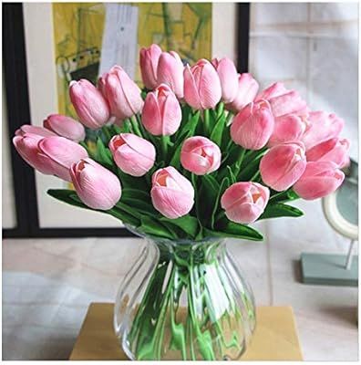 SHINE-CO LIGHTING Artificial PU Real Touch Tulips Artificial Flowers 10Pcs Flowers Arrangement Bo... | Amazon (US)