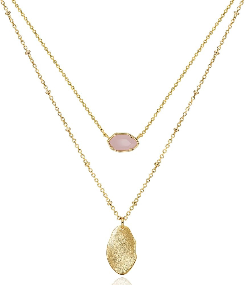 OZEL JEWELRY & GIFT Layered Gold Necklaces for Women - Crystal Colorful Delicate Cutting Pendant ... | Amazon (US)