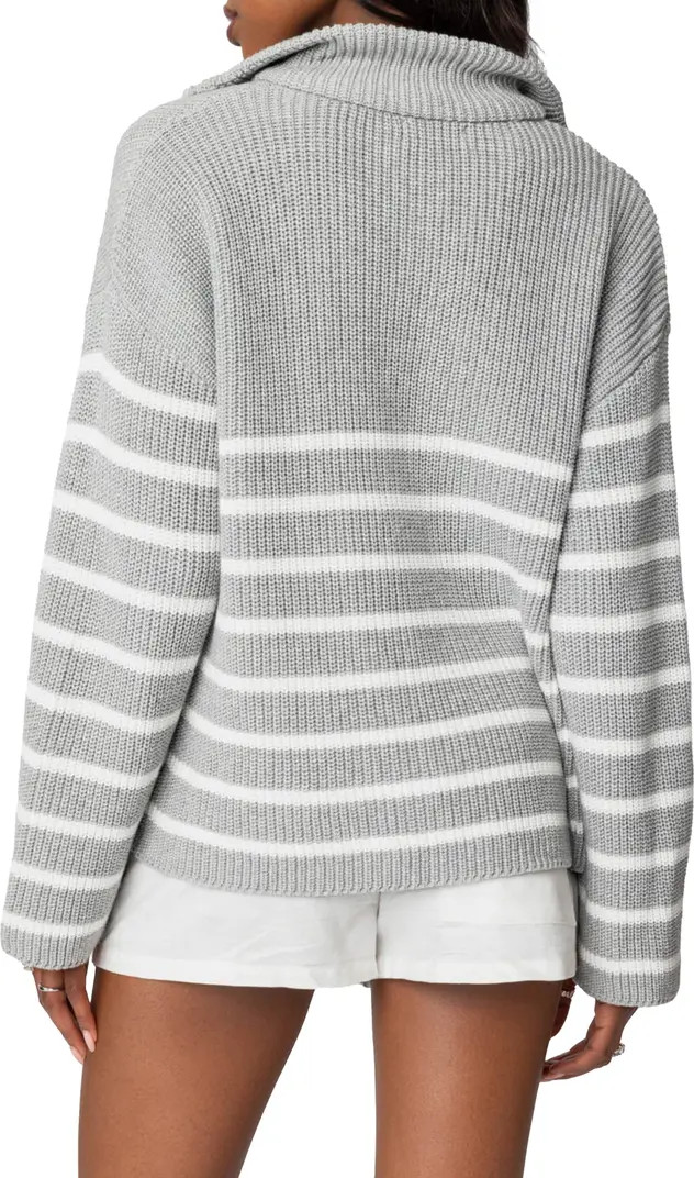 Stripe Oversize Quarter-Zip Cotton Sweater | Nordstrom