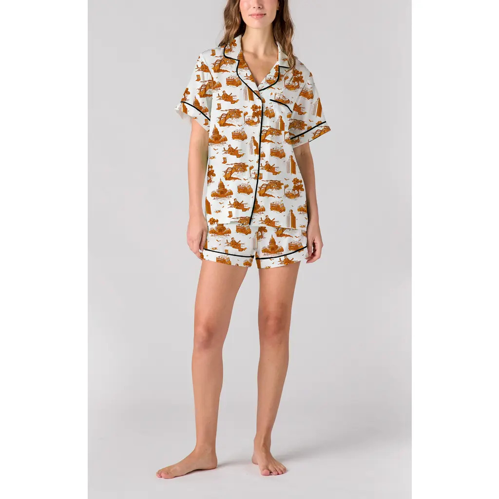 Katie Kime Austin Toile Shorts Set in Orange at Nordstrom, Size X-Large | Nordstrom