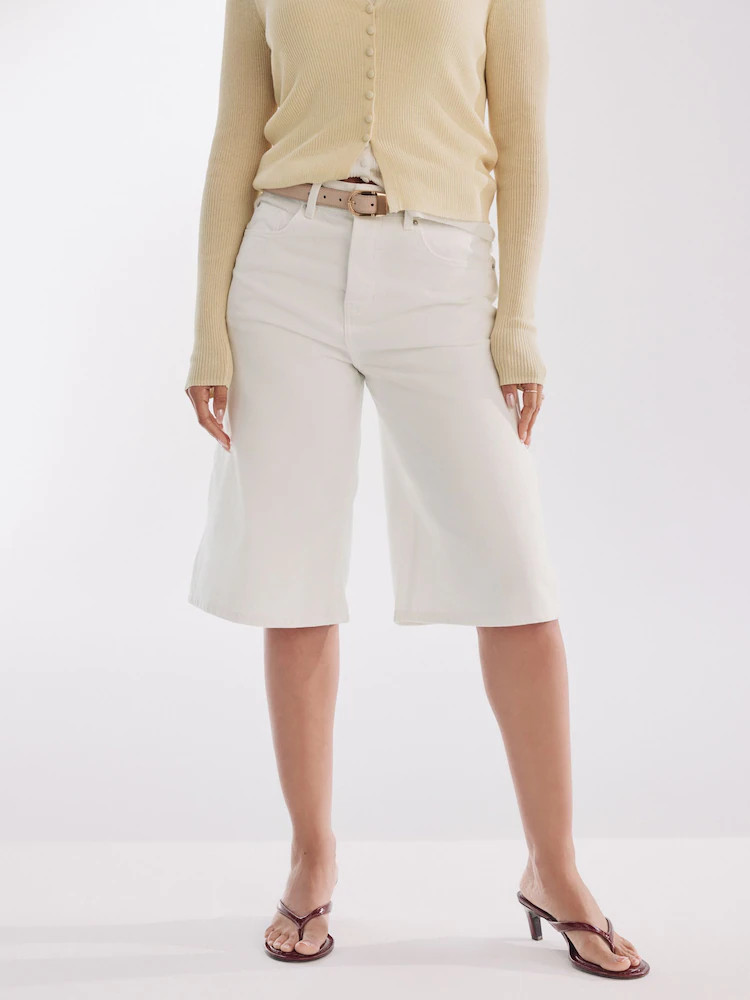 White Knee Length Denim Jort Shorts | Next EU