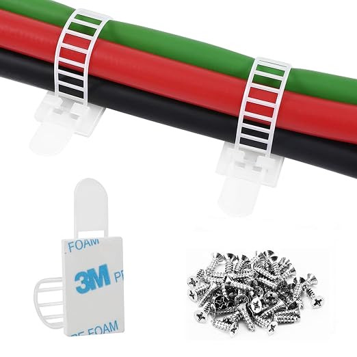Adhesive Cable Management Clips, 50Pcs Adjustable Nylon Cable Strap Ties Wire Clips Clamps Organi... | Amazon (US)