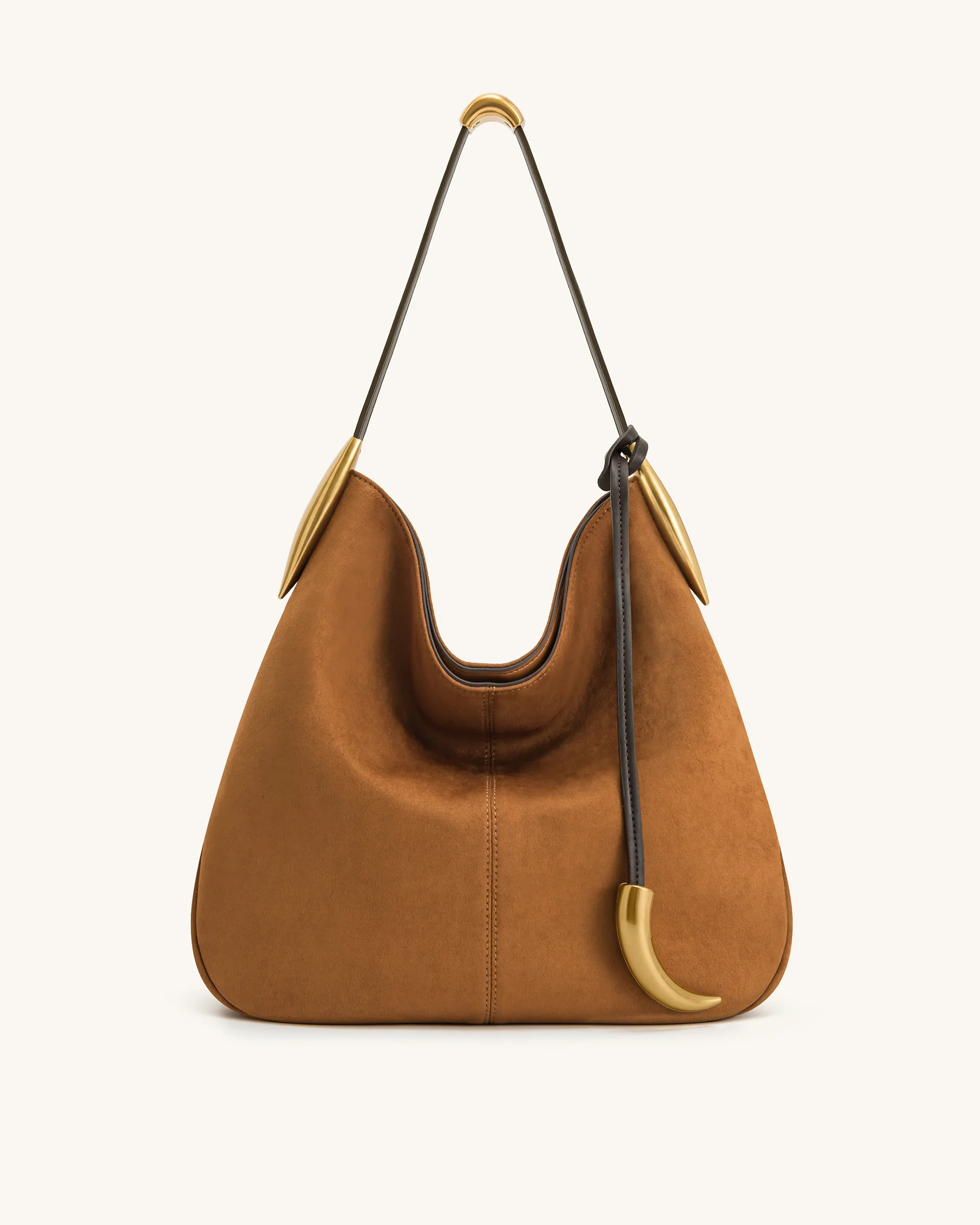 Nina Metal Charm Hobo Bag - Brown | JW PEI US