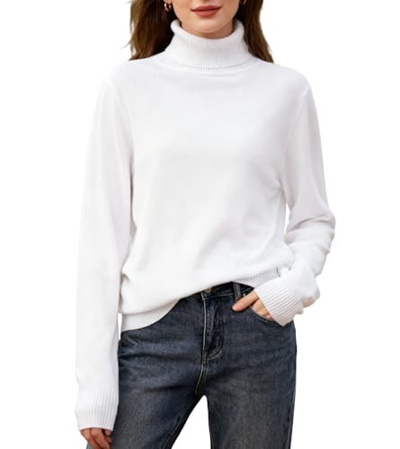 DAIMIDY Women's White Cashmere Sweaters Winter Turtleneck Cashmere Sweater, 02 White, US M | Amazon (US)