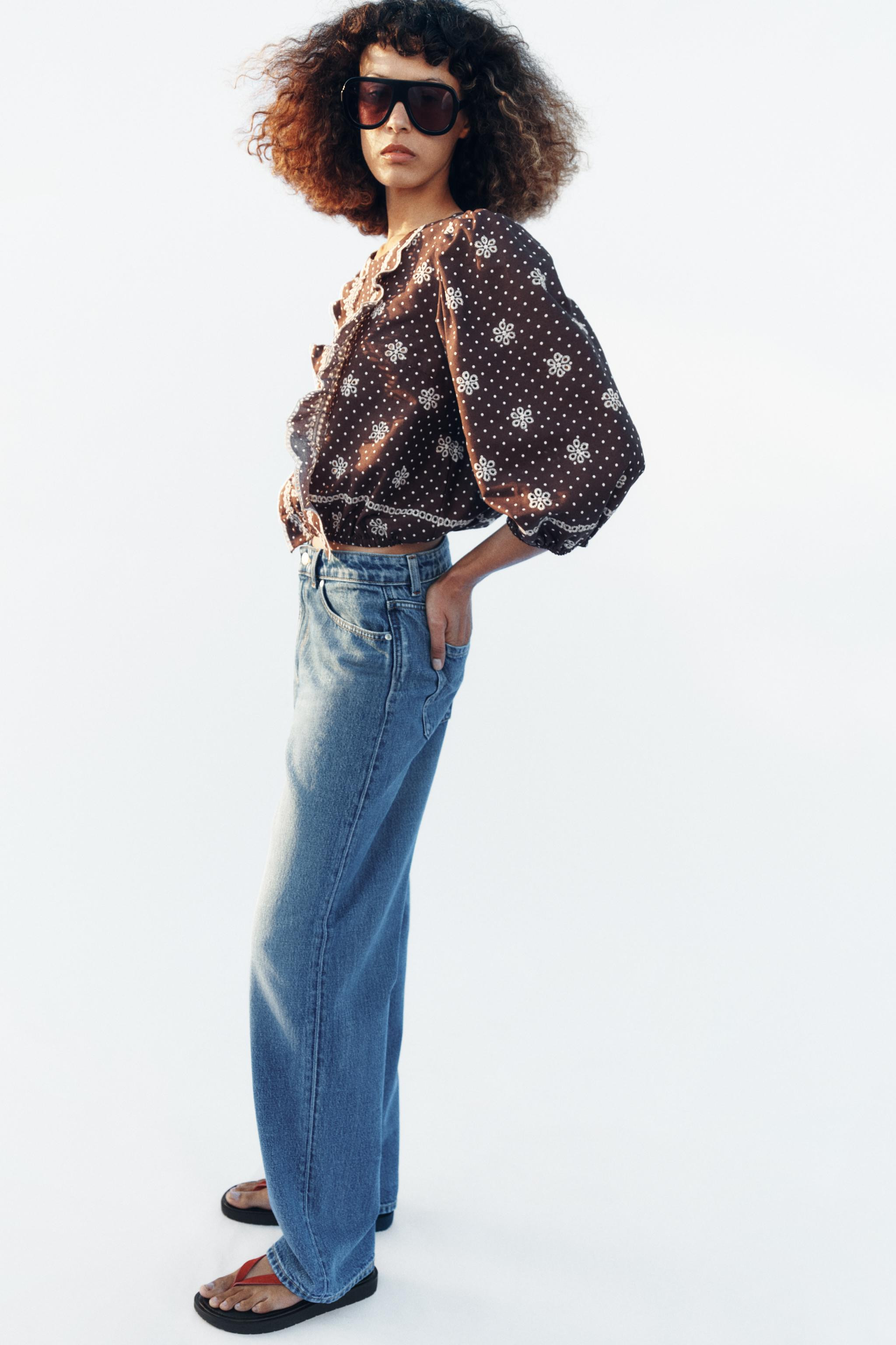 POLKA DOT BLOUSE WITH CUTWORK EMBROIDERY | Zara UK