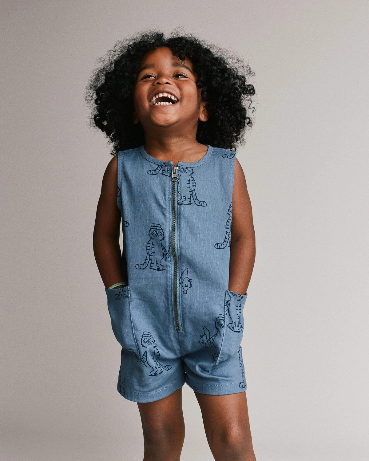Toddler Romper with Otter Pockets in Fishing Tiger Print - Slate Blue - Otter Avenue | Carter's | Carter's Inc