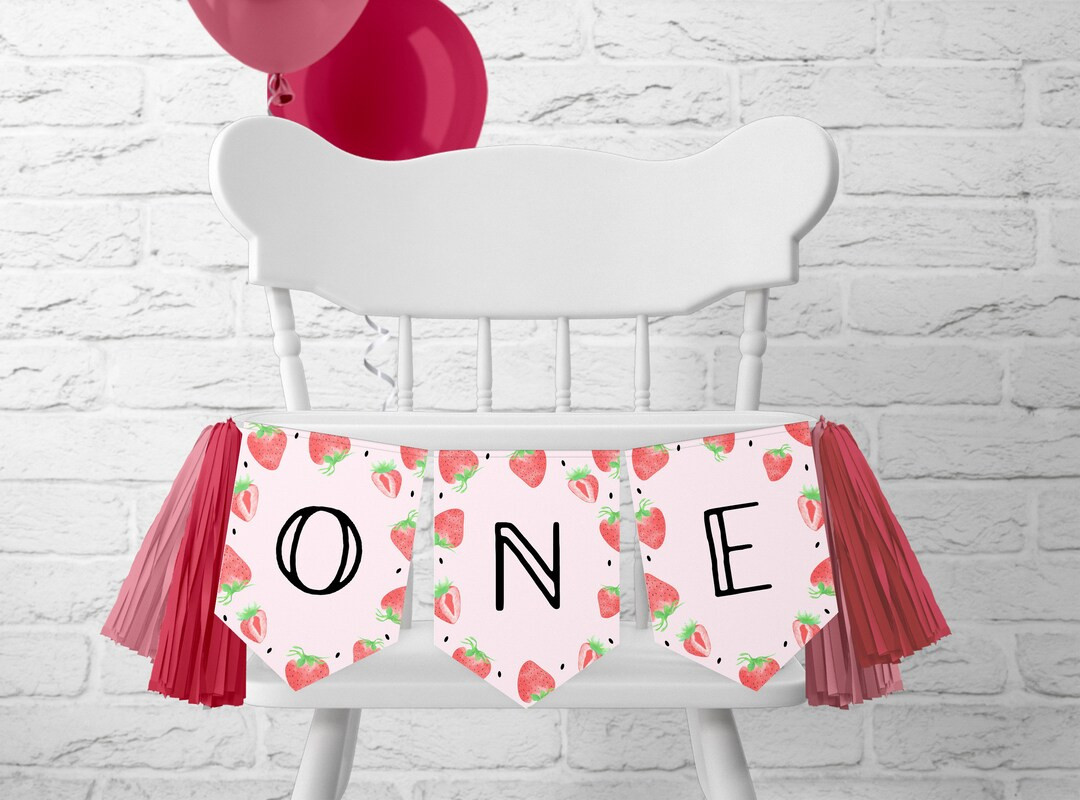 Berry First Birthday High Chair Banner, First Birthday Girl Ideas, First Birthday Sign, Strawberr... | Etsy (US)