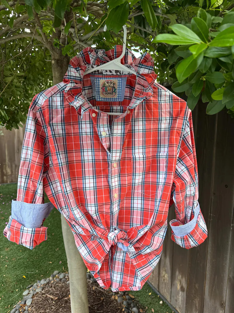 Upcycled men\u2019s medium ruffle trim,  finished hem cute cow print ribbon | Etsy (Global)