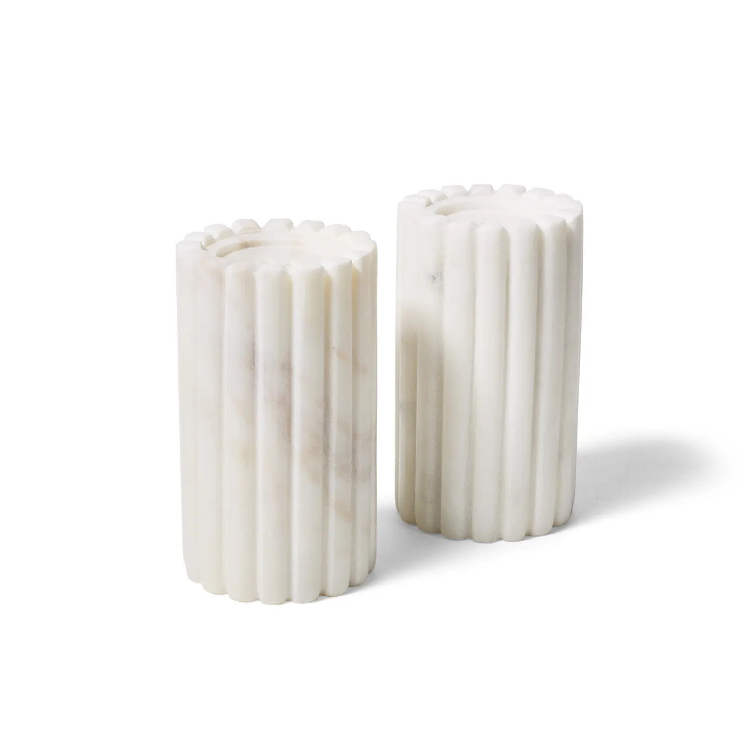 Sur La Table Fluted Marble Salt and Pepper Shakers | Sur La Table