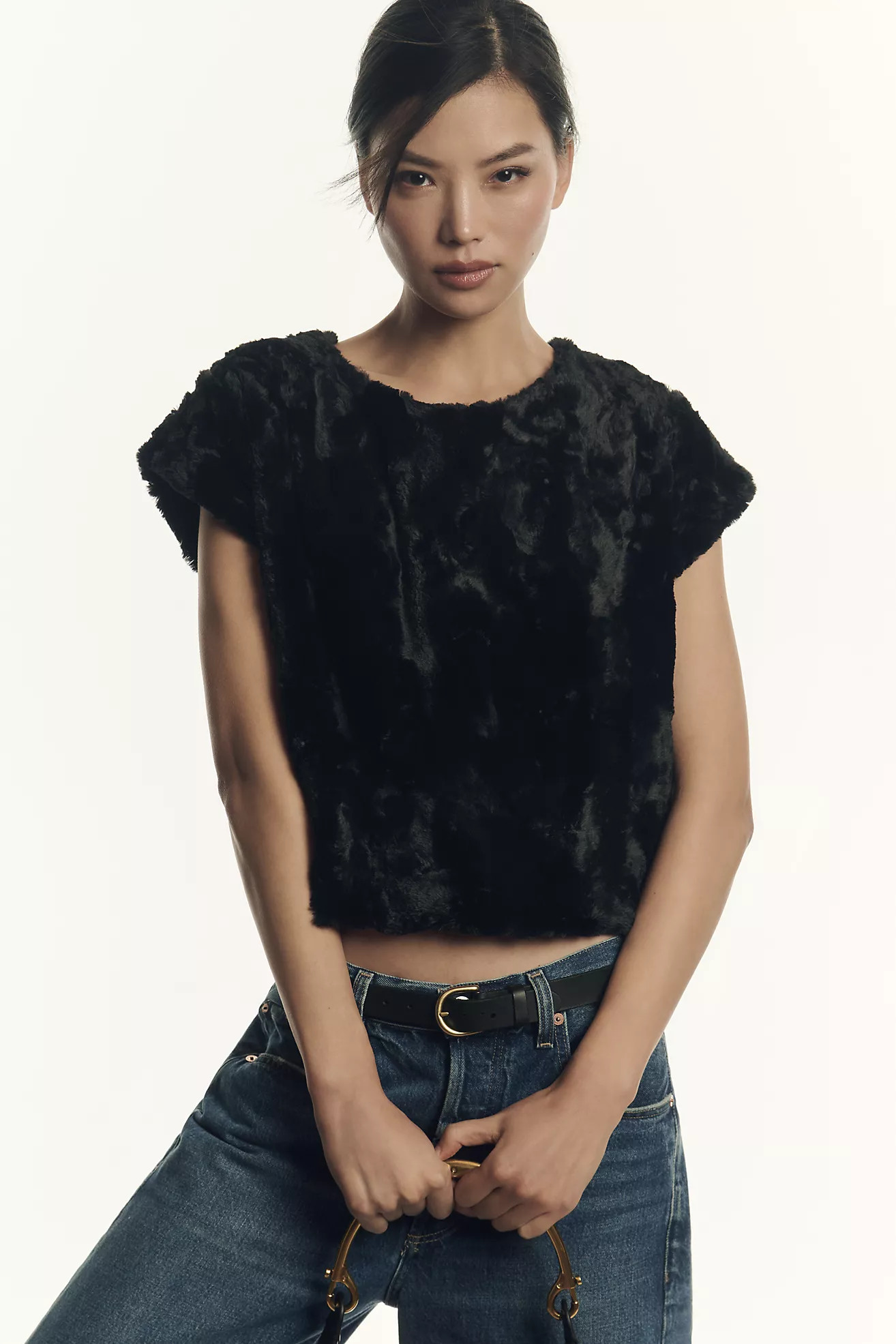 Maeve Faux Fur Tee | Anthropologie (US)