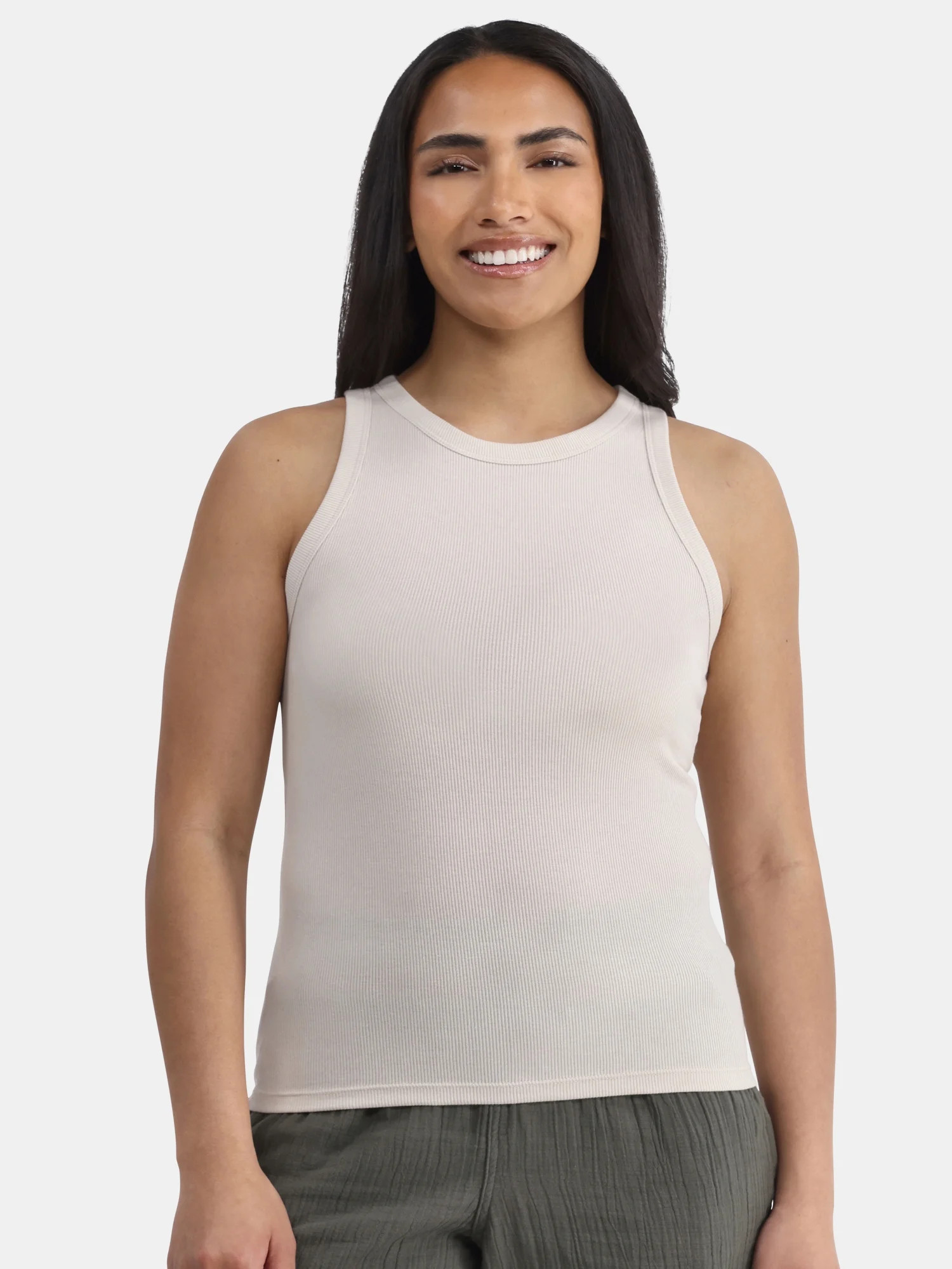 Time and Tru Women's High Neck Ribbed Tank Top, Sizes XS-XXXL | Walmart (US)