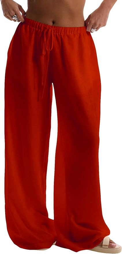 RoseSeek Women's Beach Cover Ups Wide Leg Loose Linen Pants Swimsuit Coverup Summer Vacation Outf... | Amazon (US)