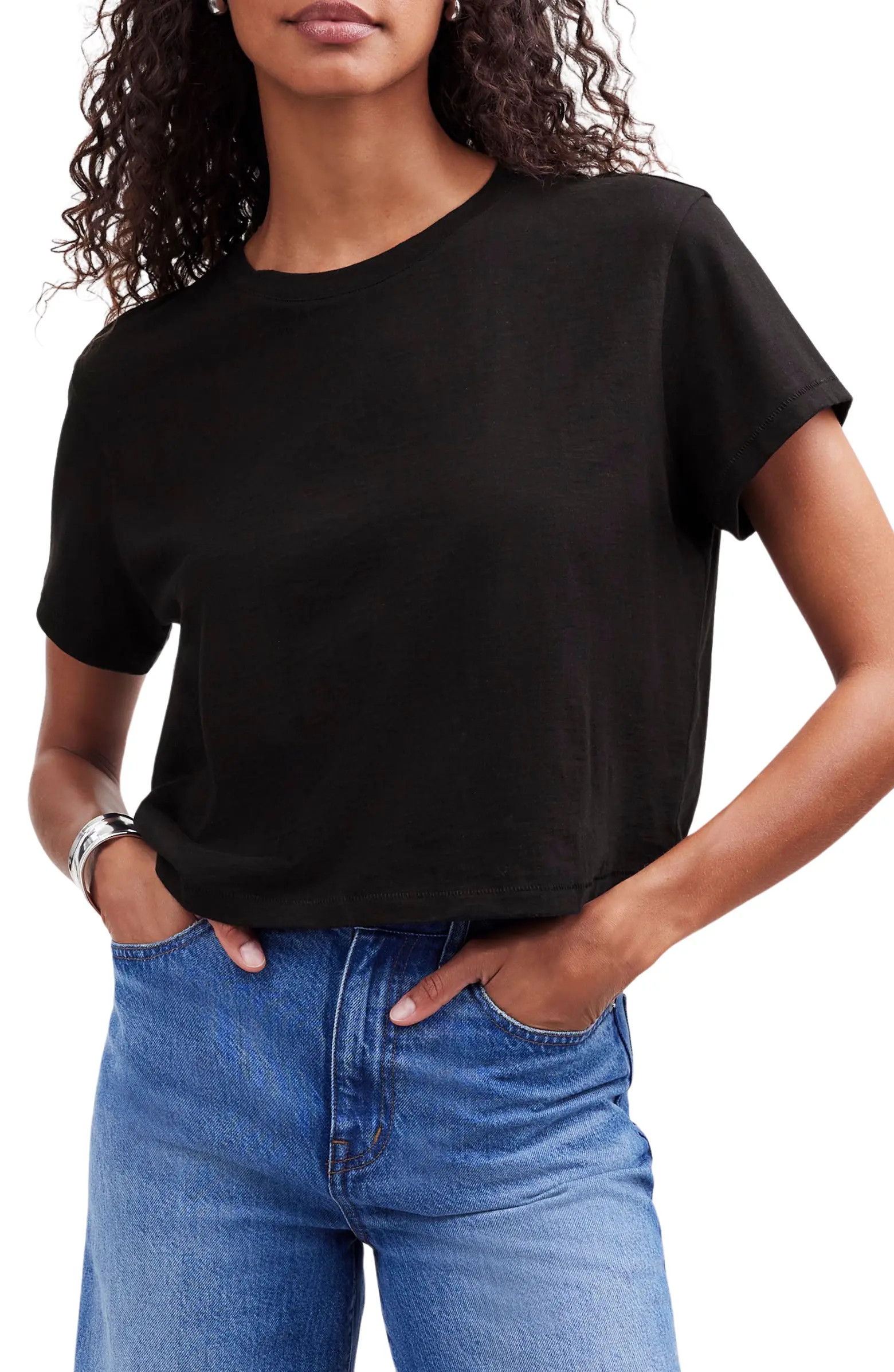 Boxy Crop Cotton Slub T-Shirt | Nordstrom