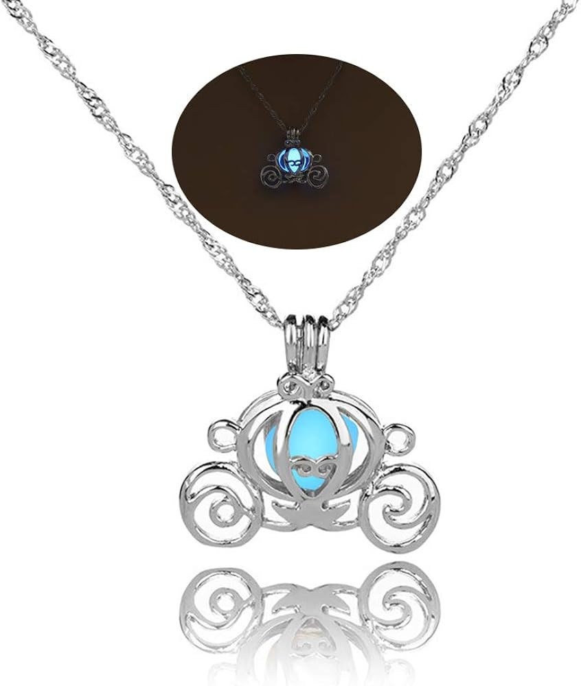 MYANAIL Luminous Hollow Pumpkin Carriage Necklaces & Pendants for Women Glowing Chain Necklace Dr... | Amazon (US)