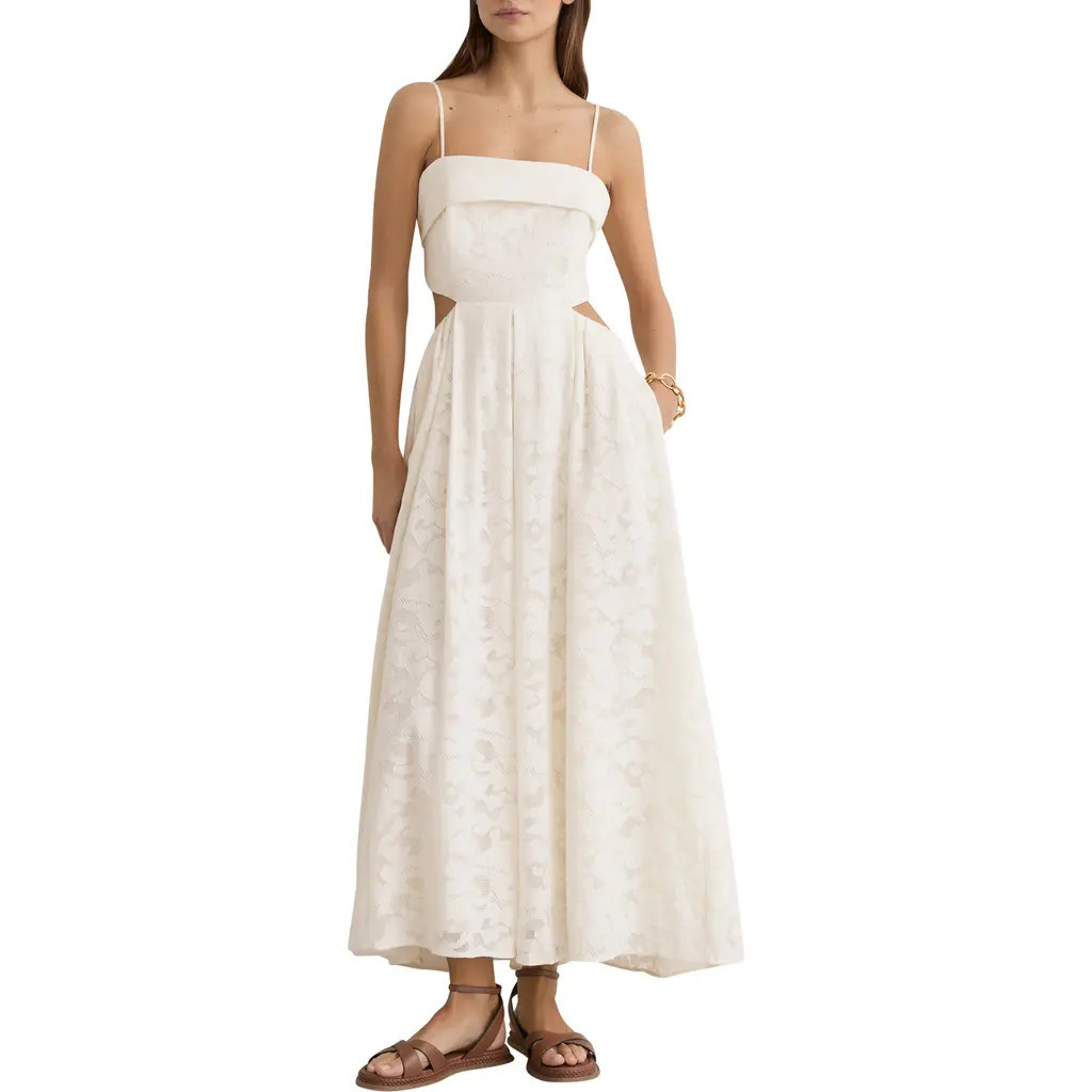 Reiss Sian Lace Cutout Maxi Dress in Cream at Nordstrom, Size 2 | Nordstrom