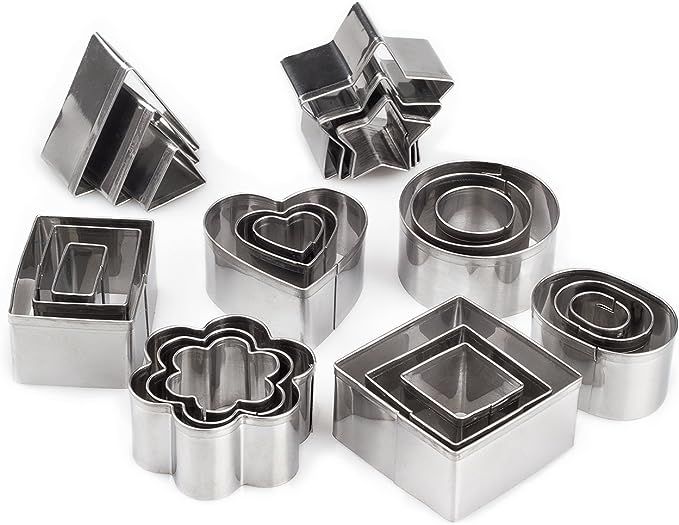 Mini Metal Cookie Cutters Set -24Pcs Geometric Shapes Cookie Cutters, Clay Cutters for Kids, Star... | Amazon (US)