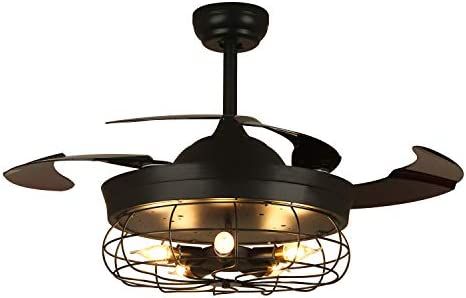 SILJOY 36 Inches Industrial Ceiling Fan with Lights and Remote Vintage Cage Retractable Chandelie... | Amazon (US)