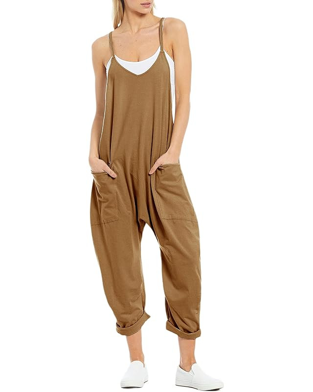 Tongmingyun Womens Casual Sleeveless Jumpsuits Spaghetti Strap Loose Romper Long Pants with Pocke... | Amazon (US)
