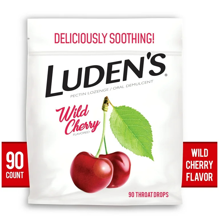 Luden's Sore Throat Drops, For Minor Sore Throat Relief, Wild Cherry, 90 Count | Walmart (US)