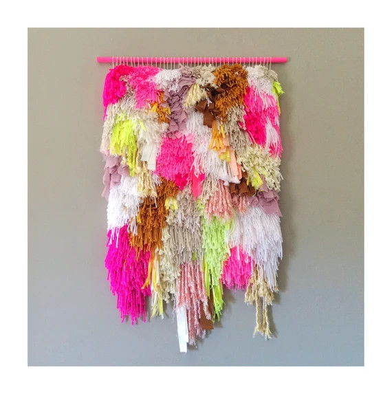 SALE!!!! - Woven wall hanging / Furry & Melting Strawberry Cake Fields Handwoven Tapestry Weaving Fi | Etsy (US)