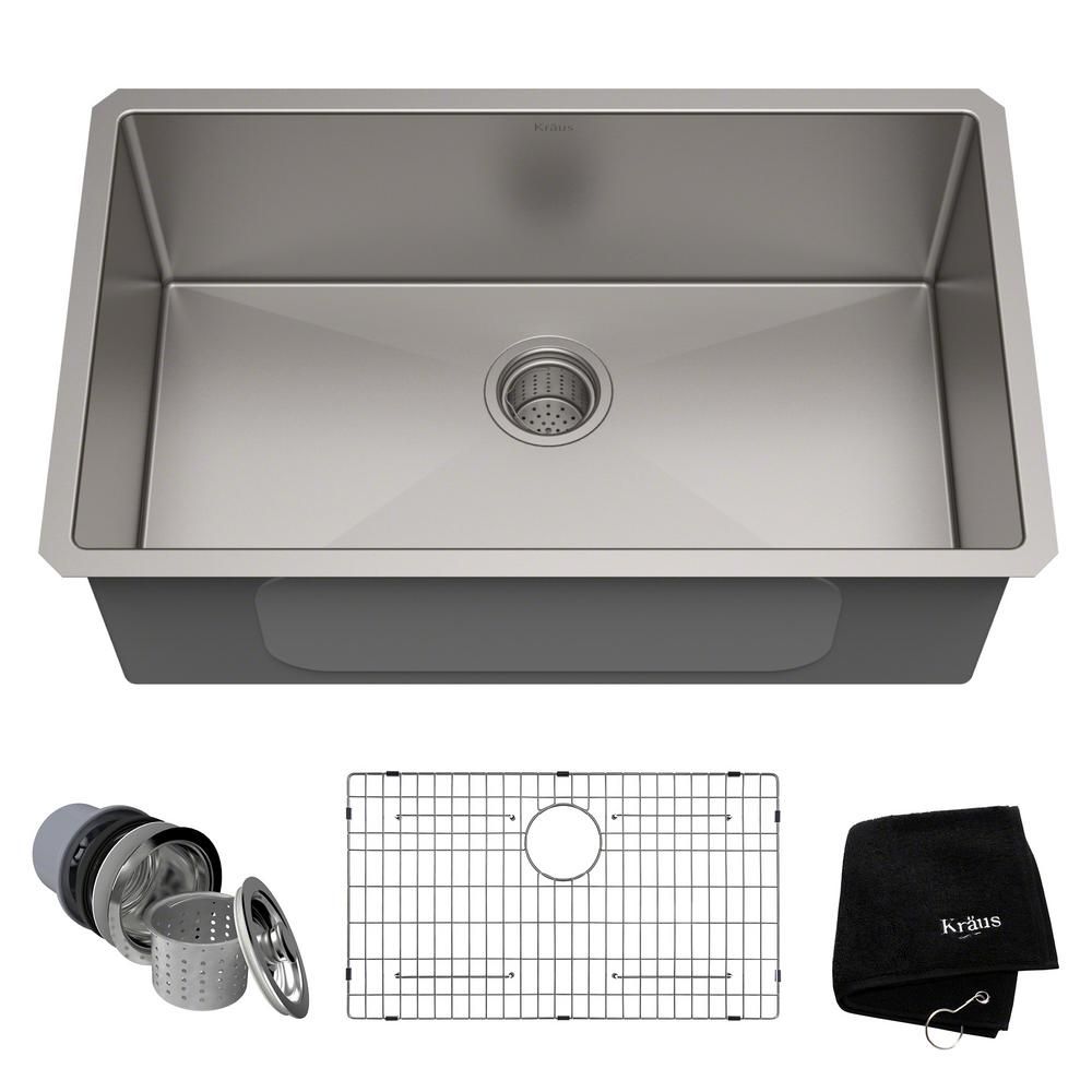 Standart PRO 30in. 16 Gauge Undermount Single Bowl Stainless Steel Kitchen Sink | The Home Depot