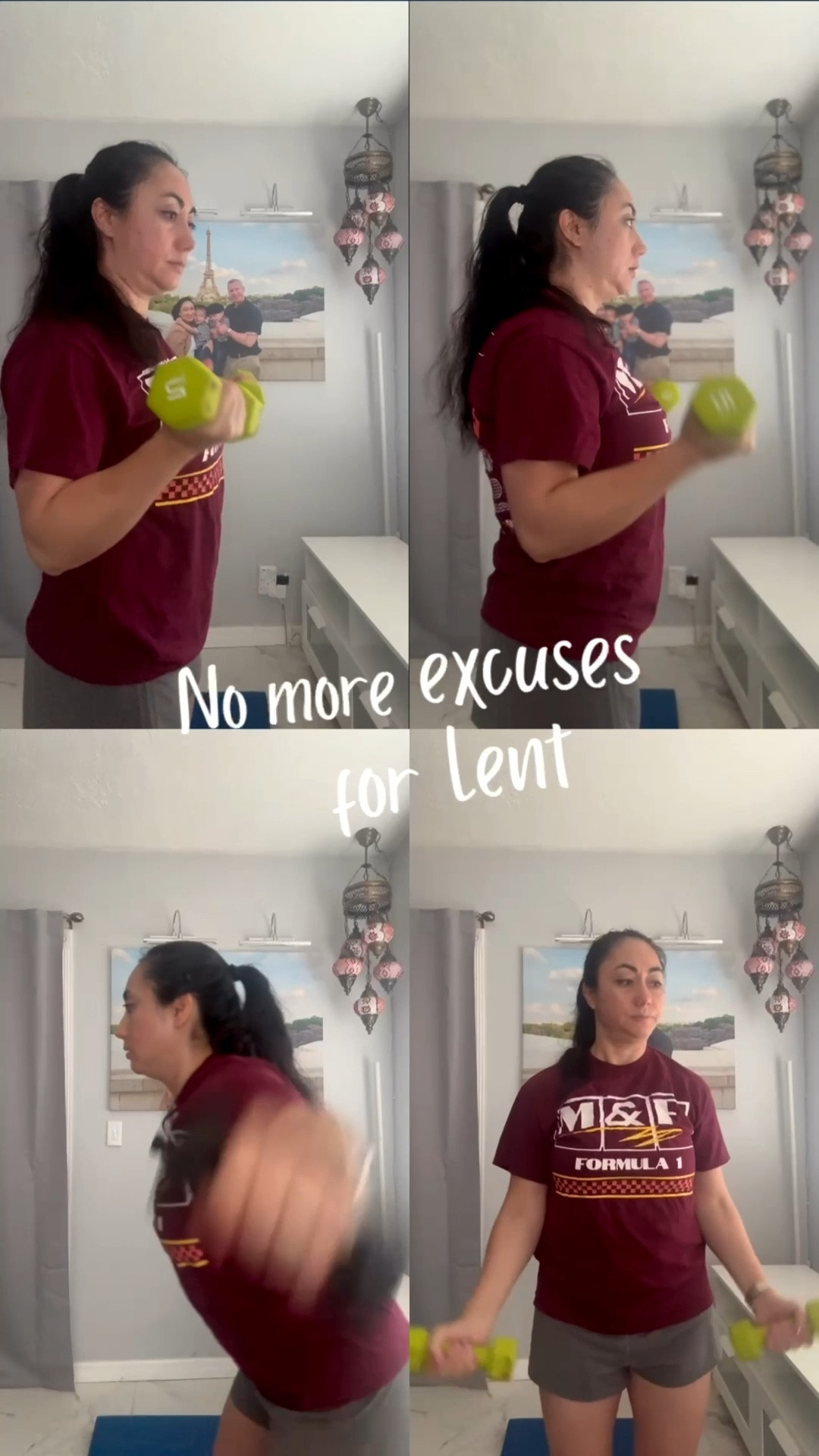 Day 23 of giving up excuses for Lent ✨
Squeezing in a quick arm workout in my living room before heading to my hair appointment because a little movement is always better than none. 💪🏼

This season has been such a good reminder that I don’t need perfect conditions, a full gym session, or a ton of time to show up for myself. Just consistency and a willingness to start.

If you’ve only got 10–15 minutes today, take it. It counts. 🤍
Sharing the comfy pieces I’m wearing for this quick at-home workout over on my LTK!

They don’t have the Disney x Formula 1 shirt in the red anymore, but I’m linking it in black as well as some other similar options. 🏎️🏁

#LTKfitnessgoals #LTKselfcare #LTKActive