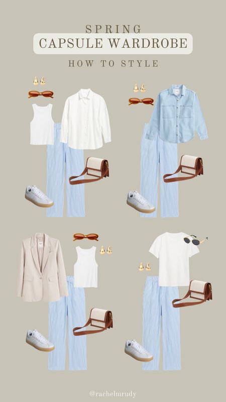 Spring Capsule Wardrobe - blue and white striped linen pants 

#LTKstyletip #LTKmidsize #LTKfindsunder100