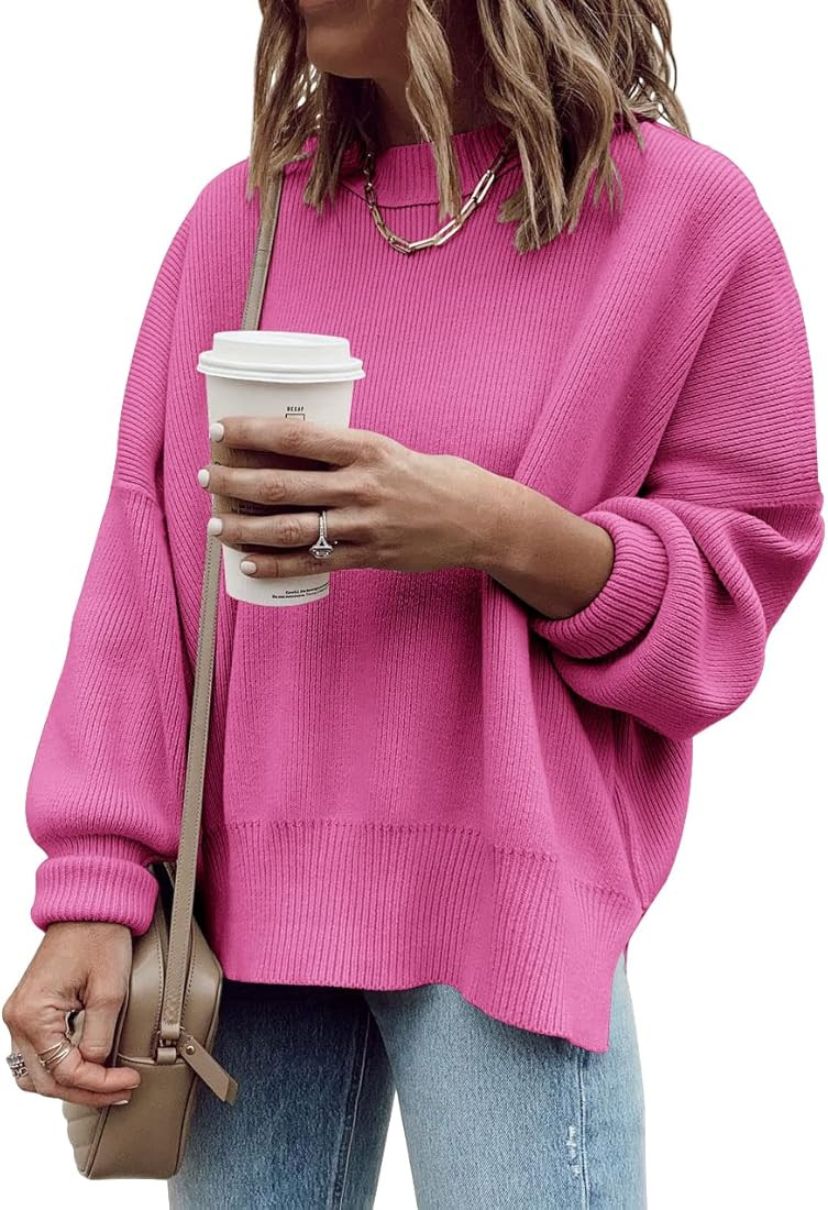 Imily Bela Womens Oversized Tunic Sweaters Fall Slouchy Long Sleeve Ribbed Knit Side Slit Pullove... | Amazon (US)