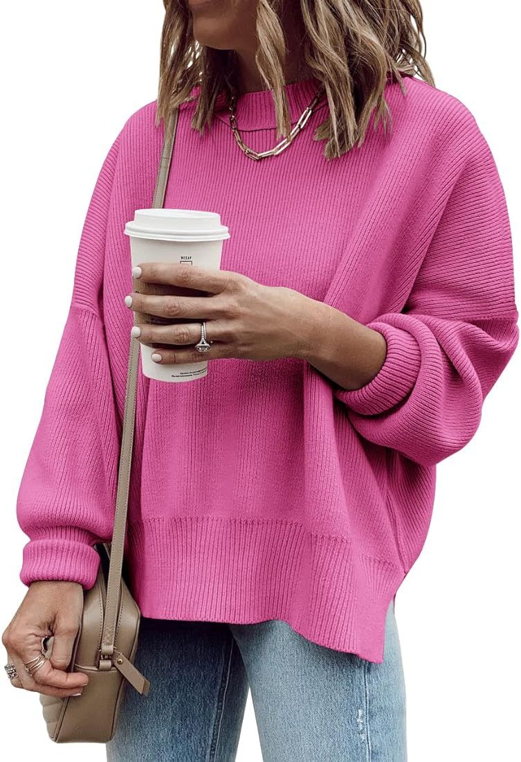 Imily Bela Womens Oversized Tunic Sweaters Fall Slouchy Long Sleeve Ribbed Knit Side Slit Pullove... | Amazon (US)